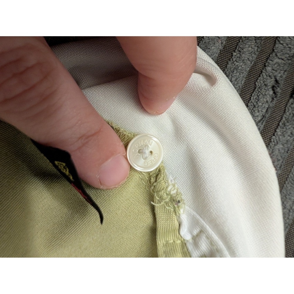 Greg Norman Mens XL Golf Polo Shirt Sage Green White Colorblock Shark Logo XL/TG - Picture 9 of 9